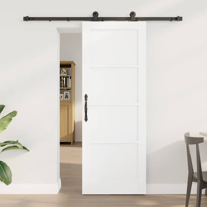 Schiebetür Mit Hardware-Set Weiß Massivholz Kiefer Weiß Und Schwarz
