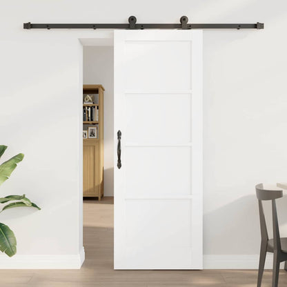Schiebetür Mit Hardware-Set Weiß Massivholz Kiefer Weiß Und Schwarz