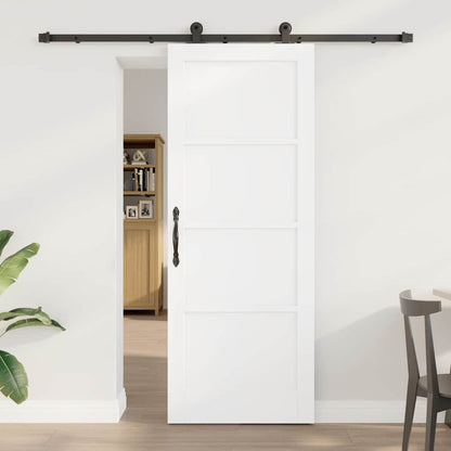 Schiebetür Mit Hardware-Set Weiß Massivholz Kiefer Weiß Und Schwarz