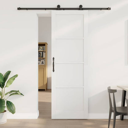 Schiebetür Mit Hardware-Set Weiß Massivholz Kiefer Weiß Und Schwarz
