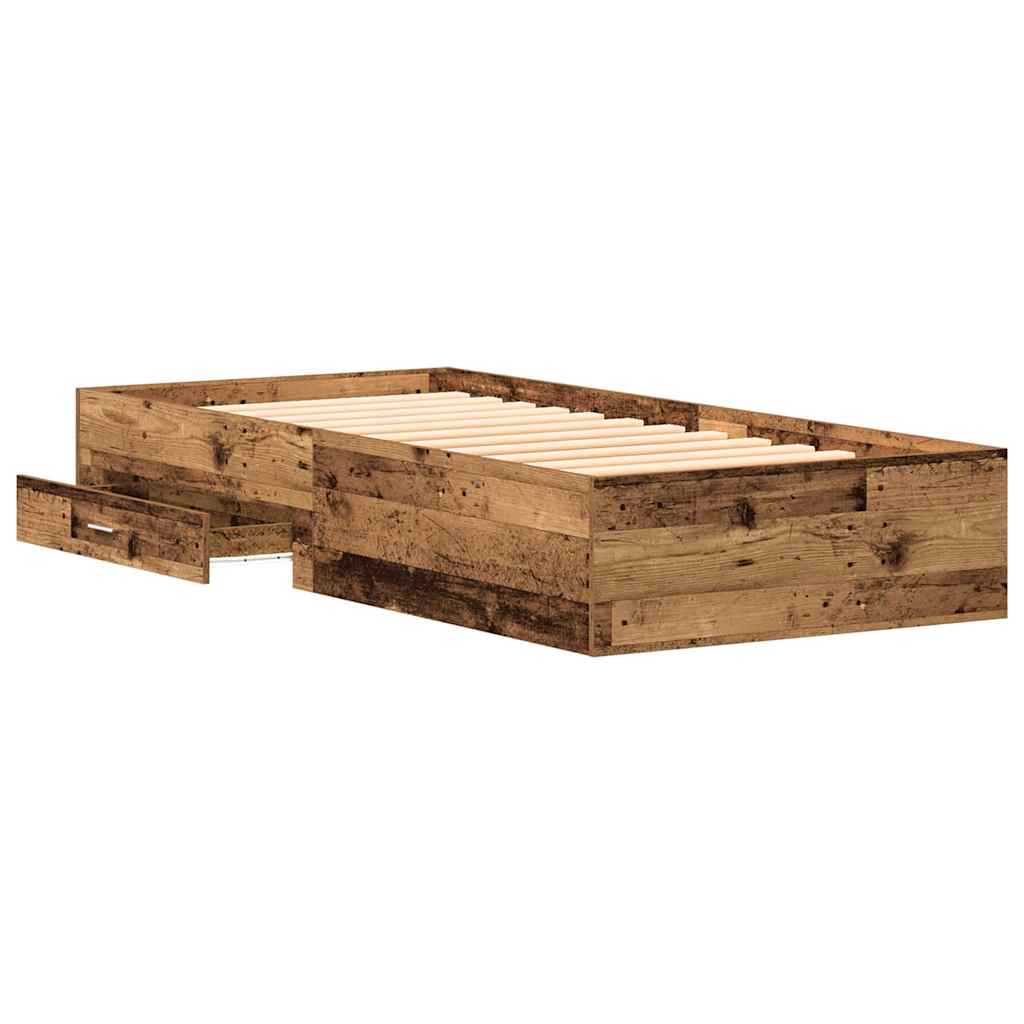 Bettgestell Mit Schubladen Holzwerkstoff Altholz