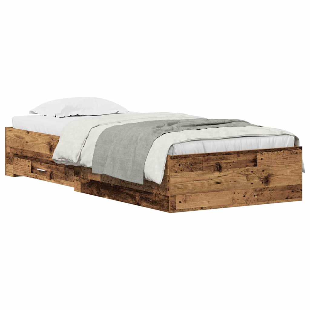 Bettgestell Mit Schubladen Holzwerkstoff Altholz