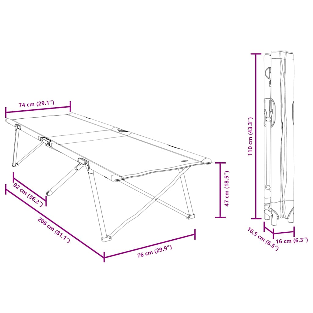 Klapp Schlafbett Fürs Camping 206 X 76 X 74 Cm