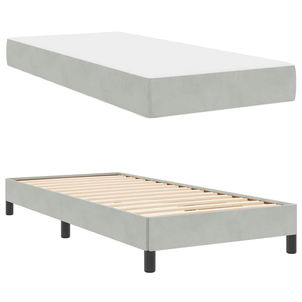 Boxspringbett Mit Matratze Samt Hellgrau