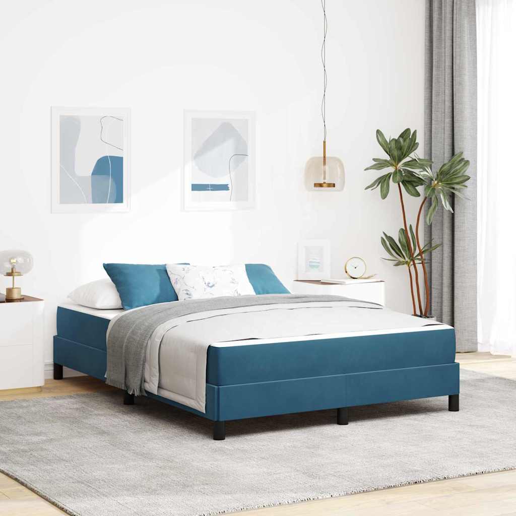 Boxspringbett Mit Matratze Samt Dunkelblau