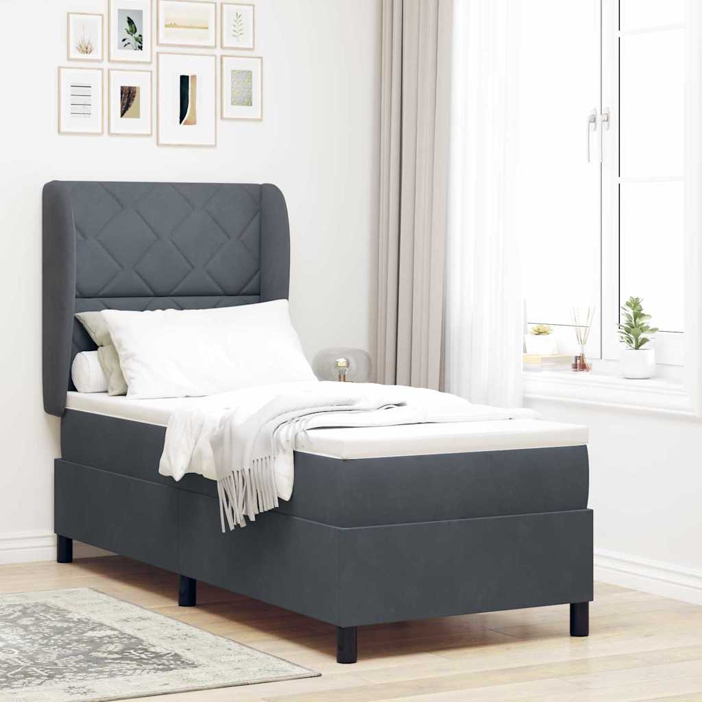 Boxspringbett Mit Matratze Samt Dunkelgrau