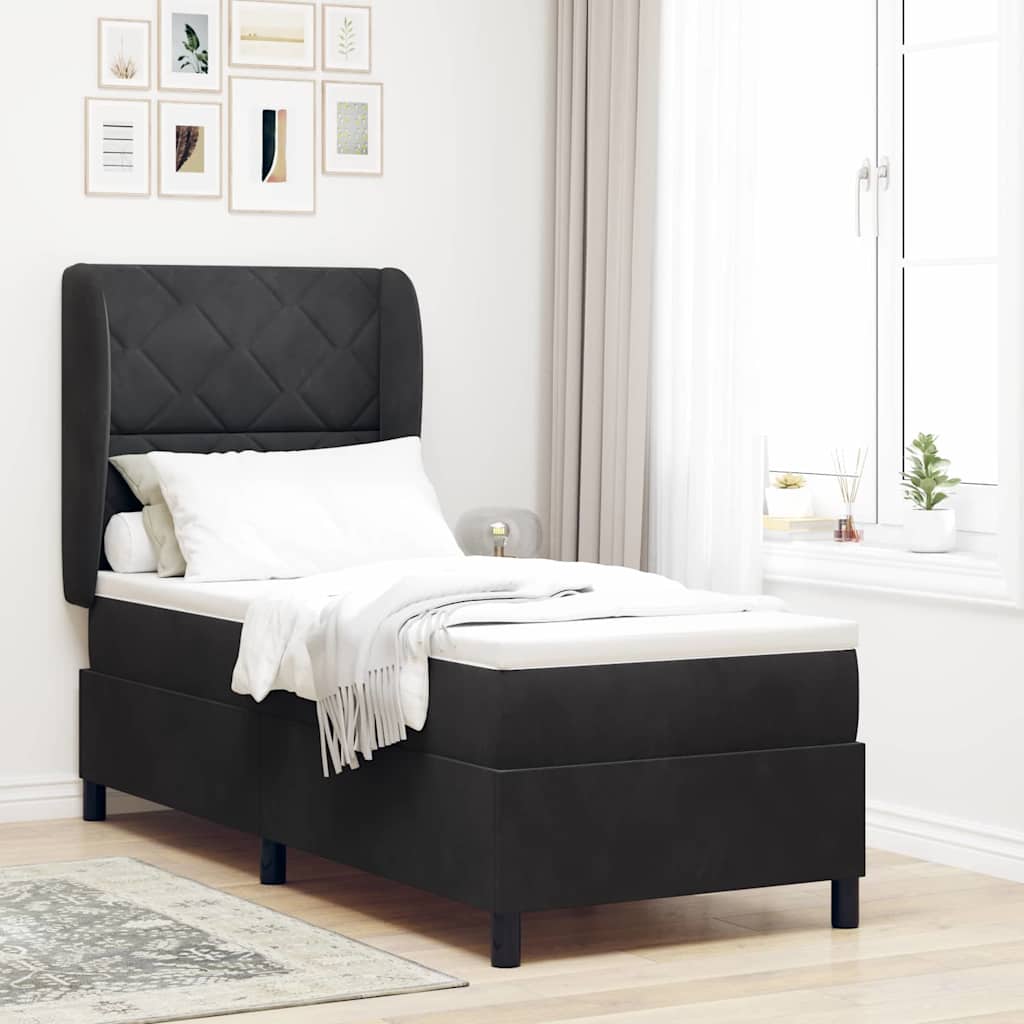 Boxspringbett Mit Matratze Samt Schwarz