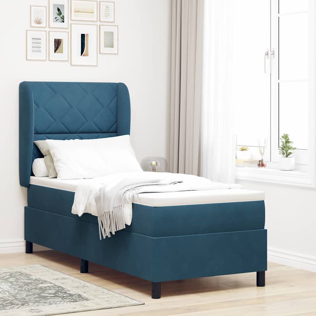 Boxspringbett Mit Matratze Samt Dunkelblau
