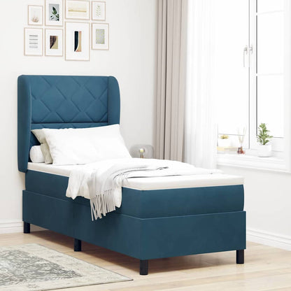 Boxspringbett Mit Matratze Samt Dunkelblau