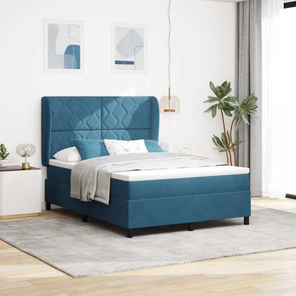 Boxspringbett Mit Matratze Samt Dunkelblau