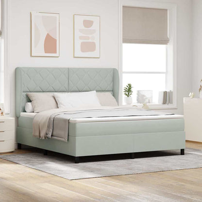 Boxspringbett Mit Matratze Samt Hellgrau