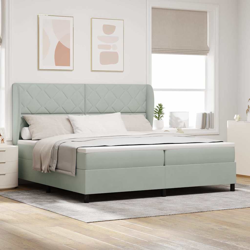 Boxspringbett Mit Matratze Samt Hellgrau