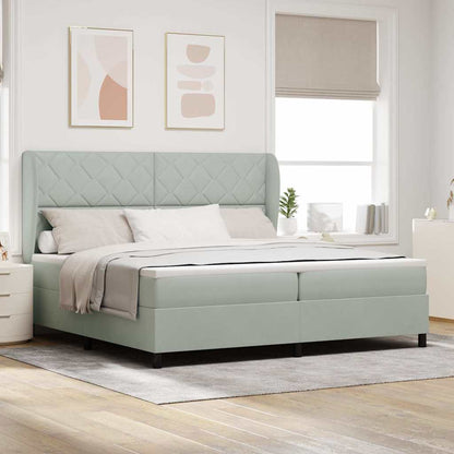 Boxspringbett Mit Matratze Samt Hellgrau