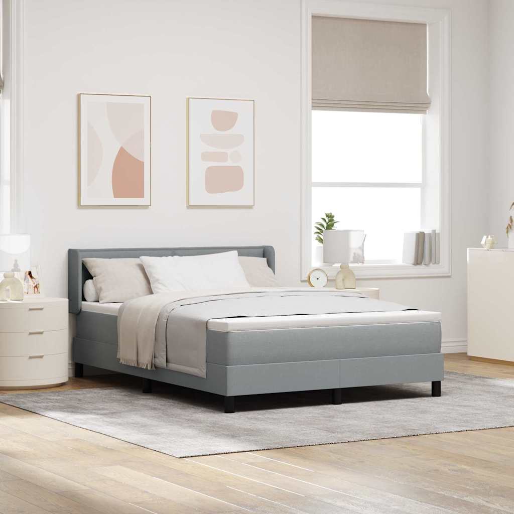 Boxspringbett Mit Matratze Stoff Hellgrau