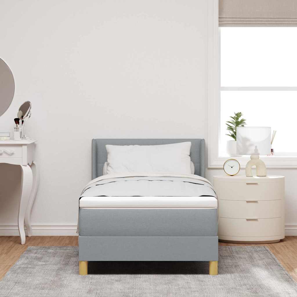 Boxspringbett Mit Matratze Stoff Hellgrau