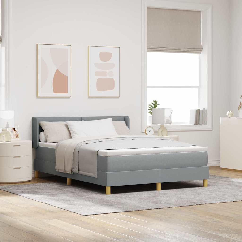 Boxspringbett Mit Matratze Stoff Hellgrau