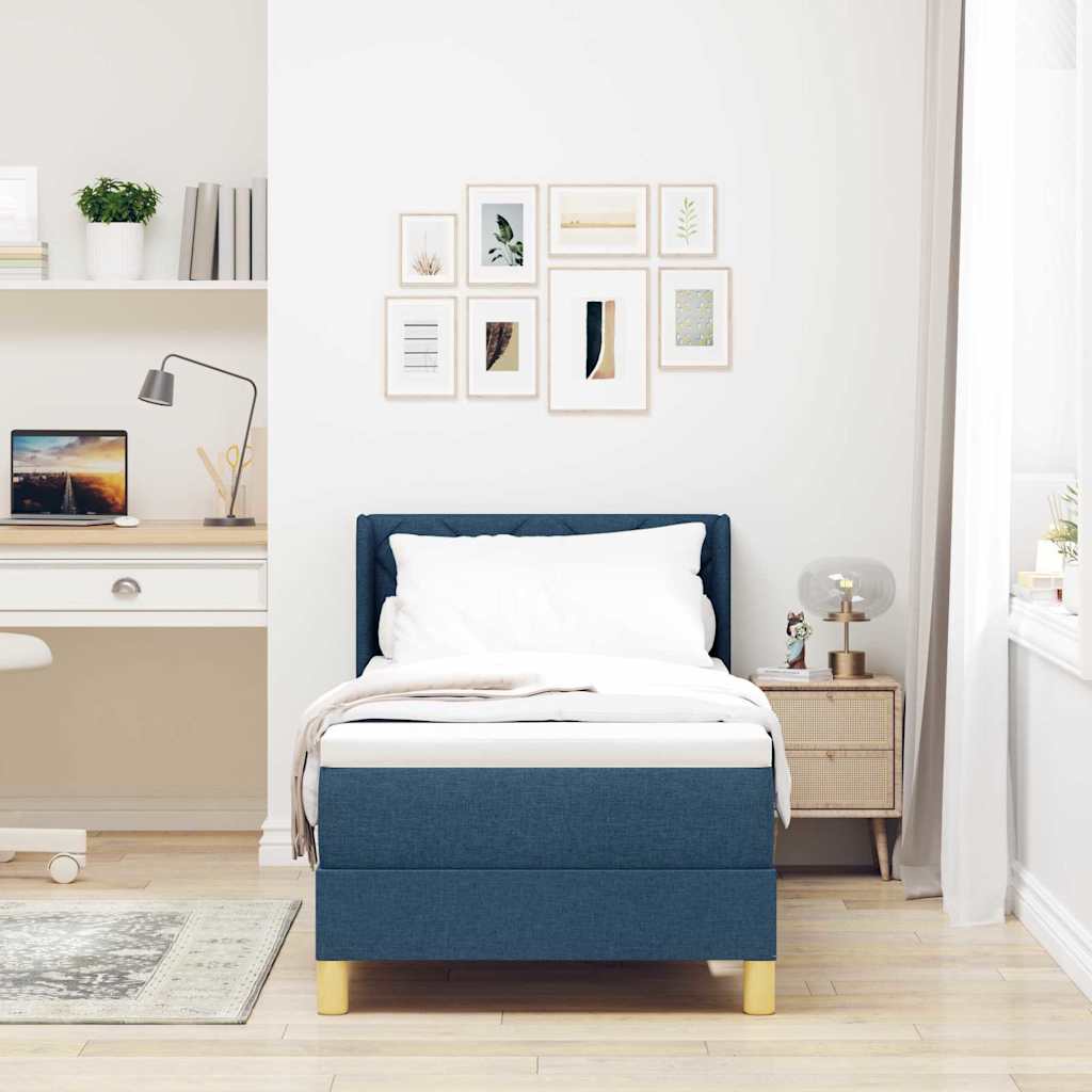 Boxspringbett Mit Matratze Stoff Blau