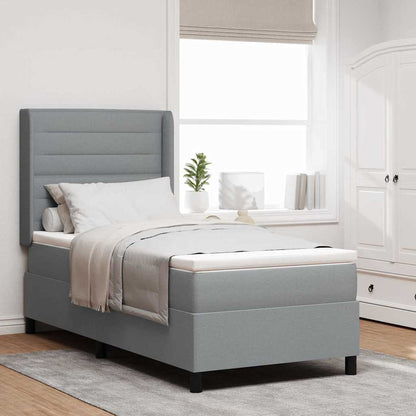 Boxspringbett Mit Matratze Stoff Hellgrau