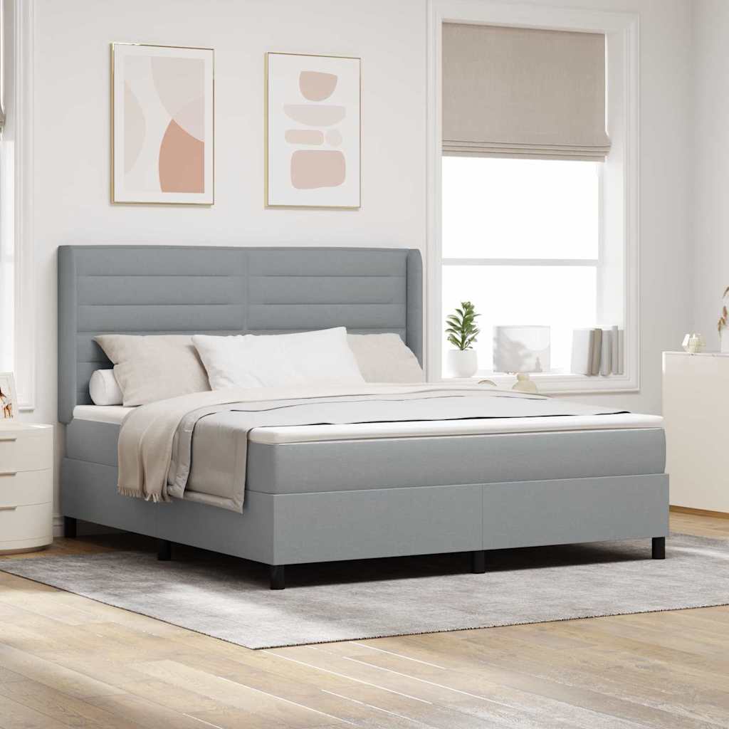 Boxspringbett Mit Matratze Stoff Hellgrau