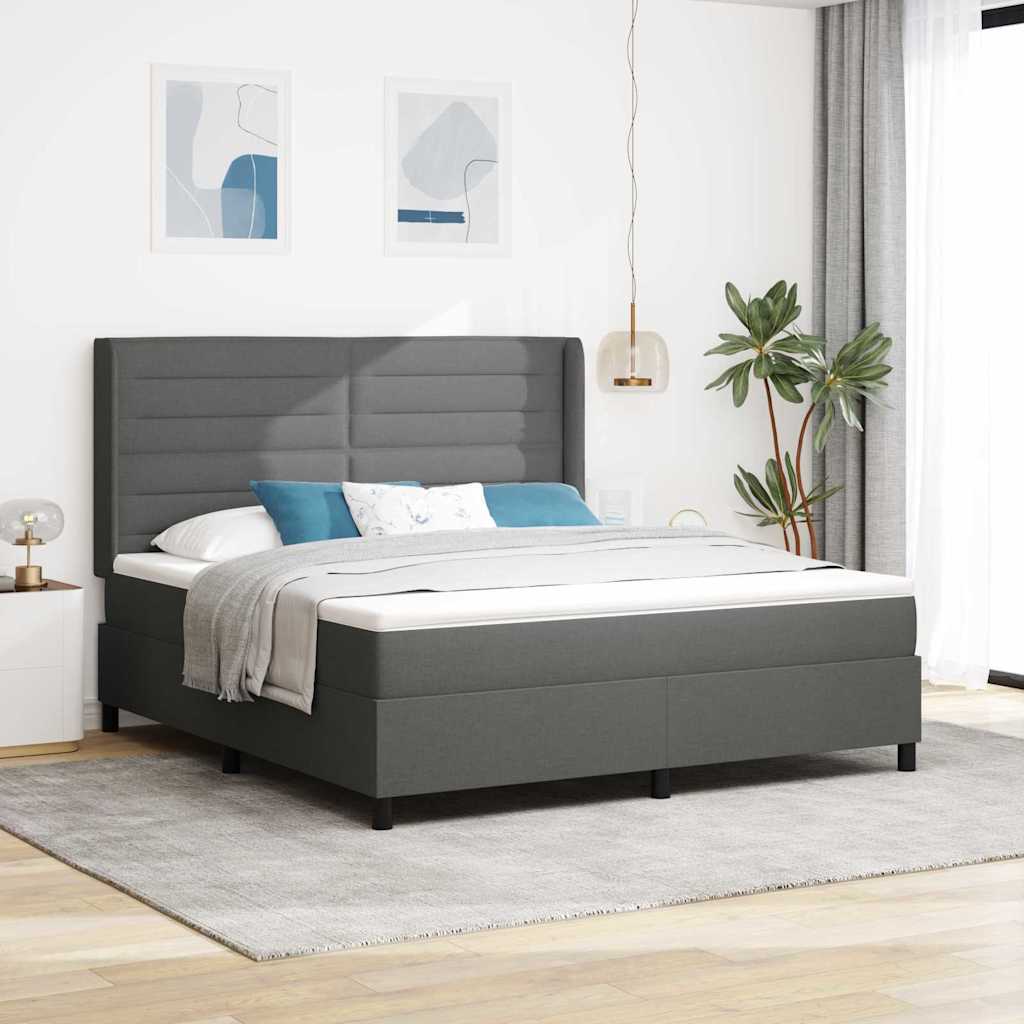 Boxspringbett Mit Matratze Stoff Dunkelgrau