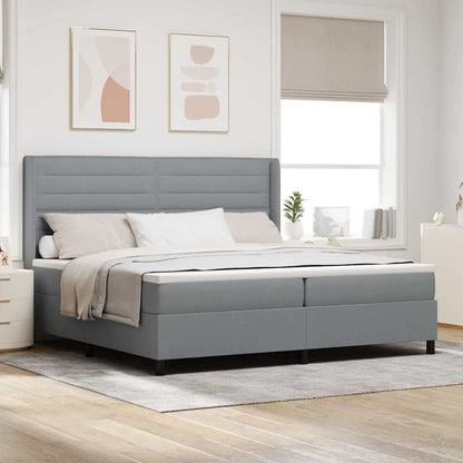 Boxspringbett Mit Matratze Stoff Hellgrau