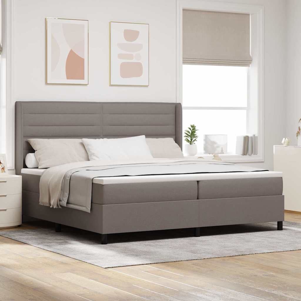 Boxspringbett Mit Matratze Stoff Taupe