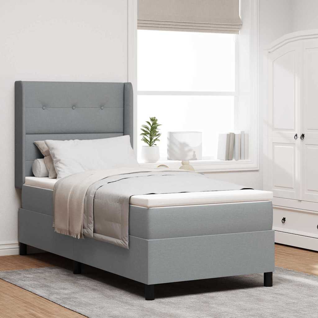 Boxspringbett Mit Matratze Stoff Hellgrau