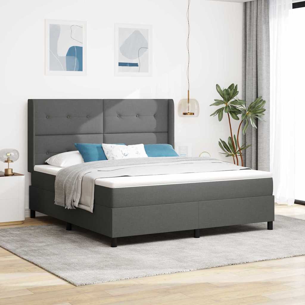 Boxspringbett Mit Matratze Stoff Dunkelgrau