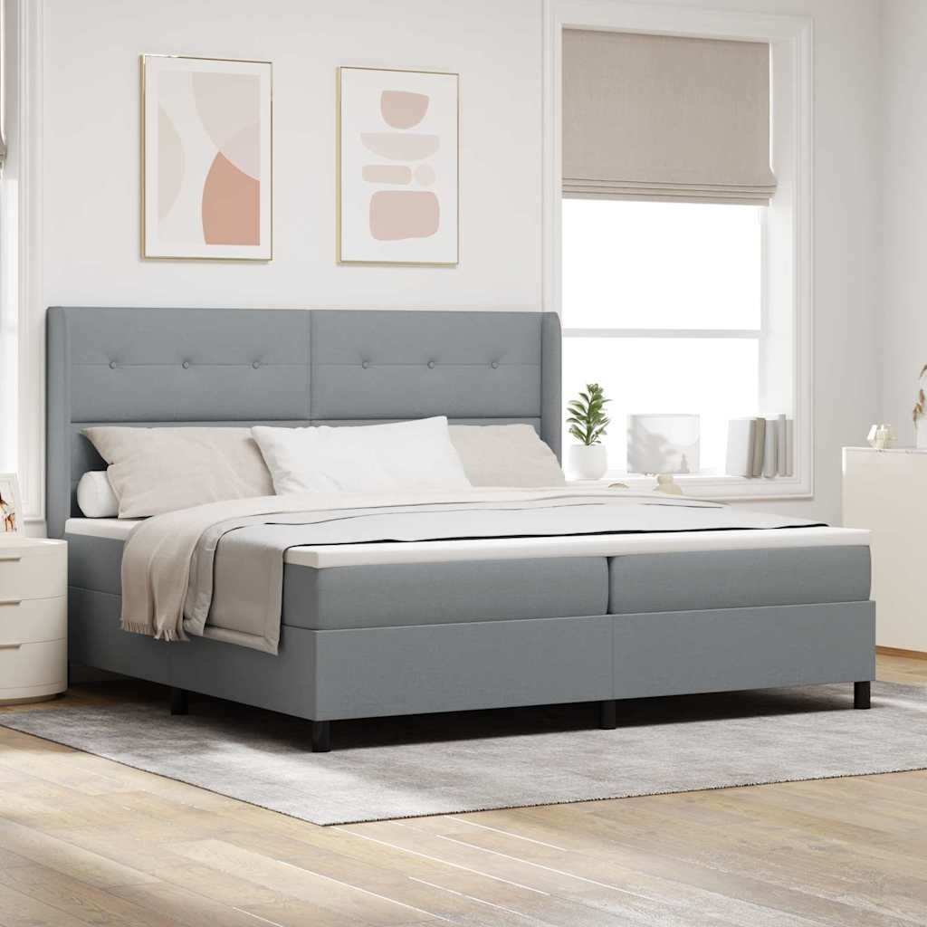 Boxspringbett Mit Matratze Stoff Hellgrau