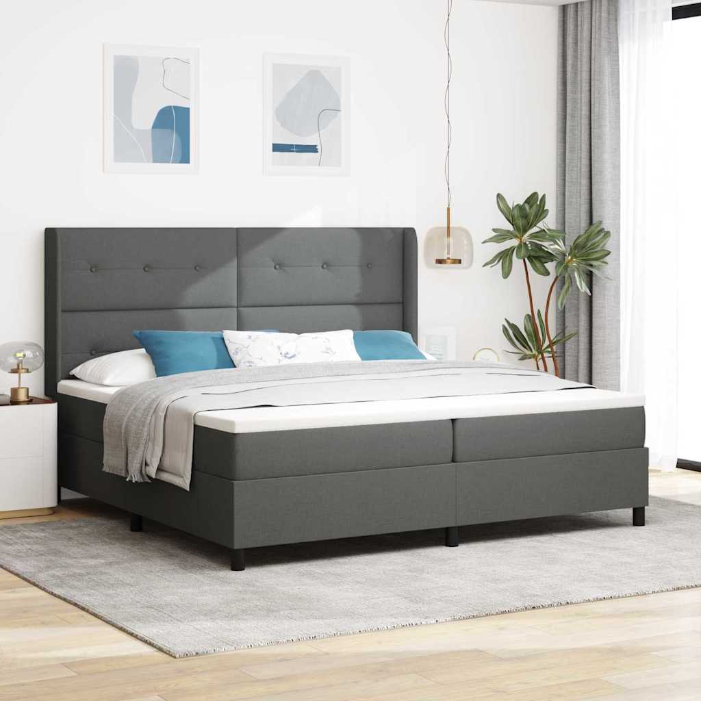 Boxspringbett Mit Matratze Stoff Dunkelgrau