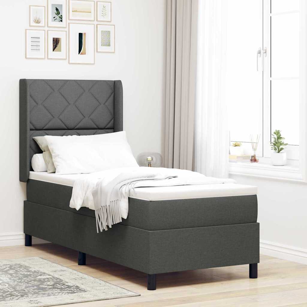 Boxspringbett Mit Matratze Stoff Dunkelgrau