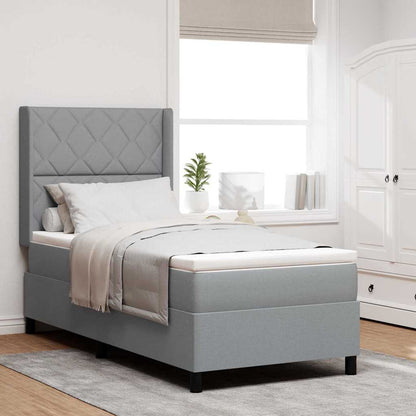 Boxspringbett Mit Matratze Stoff Hellgrau