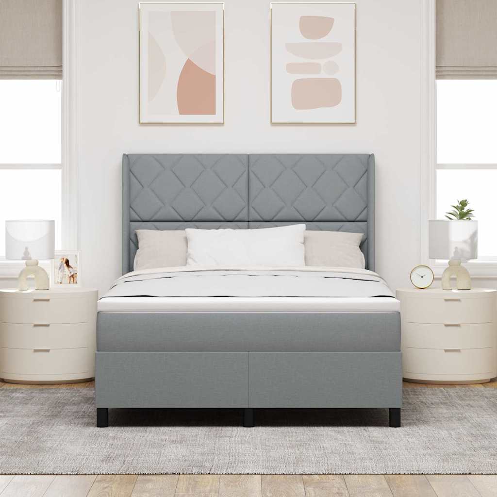 Boxspringbett Mit Matratze Stoff Hellgrau