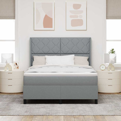 Boxspringbett Mit Matratze Stoff Hellgrau