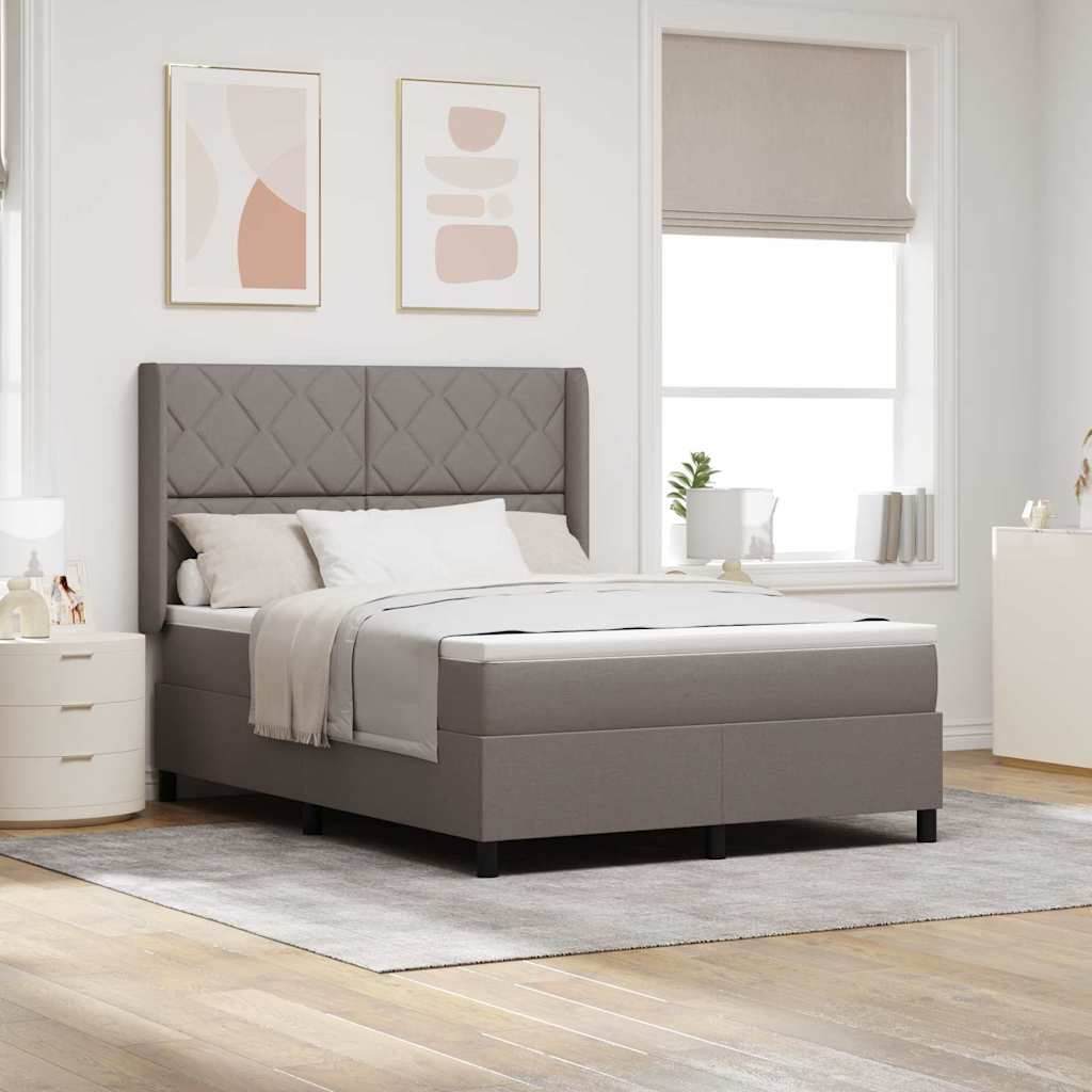Boxspringbett Mit Matratze Stoff Taupe