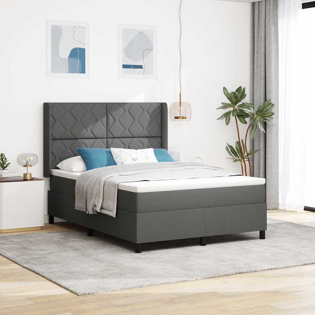 Boxspringbett Mit Matratze Stoff Dunkelgrau