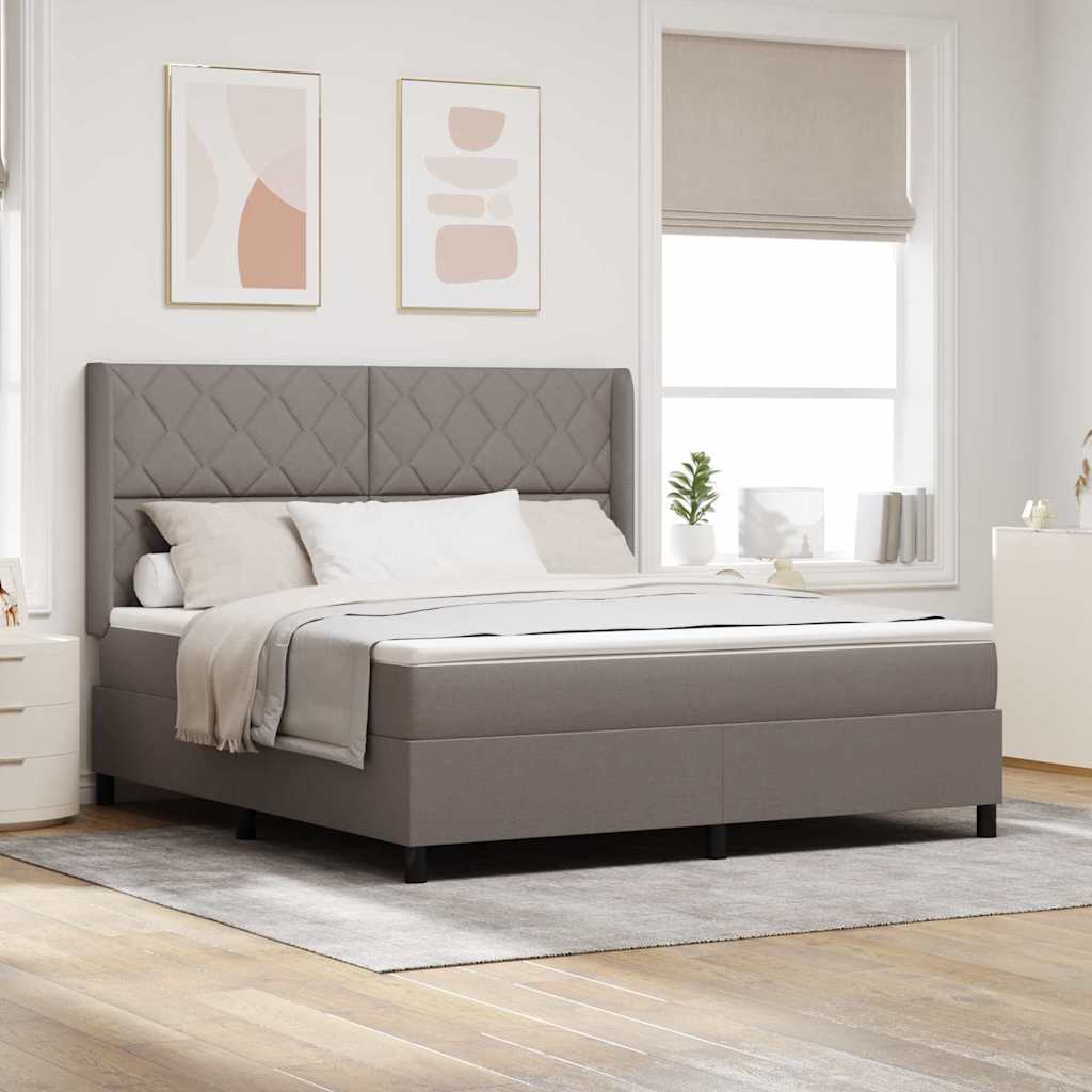 Boxspringbett Mit Matratze Stoff Taupe