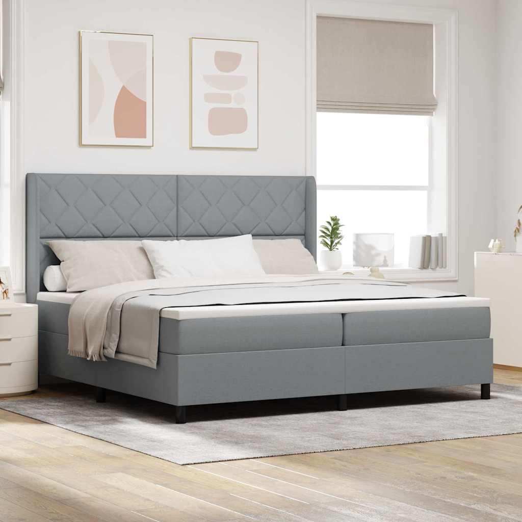 Boxspringbett Mit Matratze Stoff Hellgrau