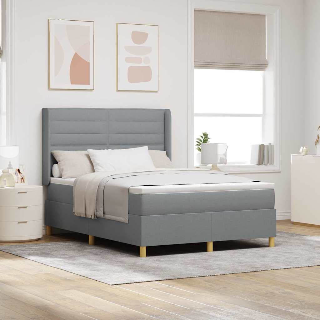 Boxspringbett Mit Matratze Stoff Hellgrau
