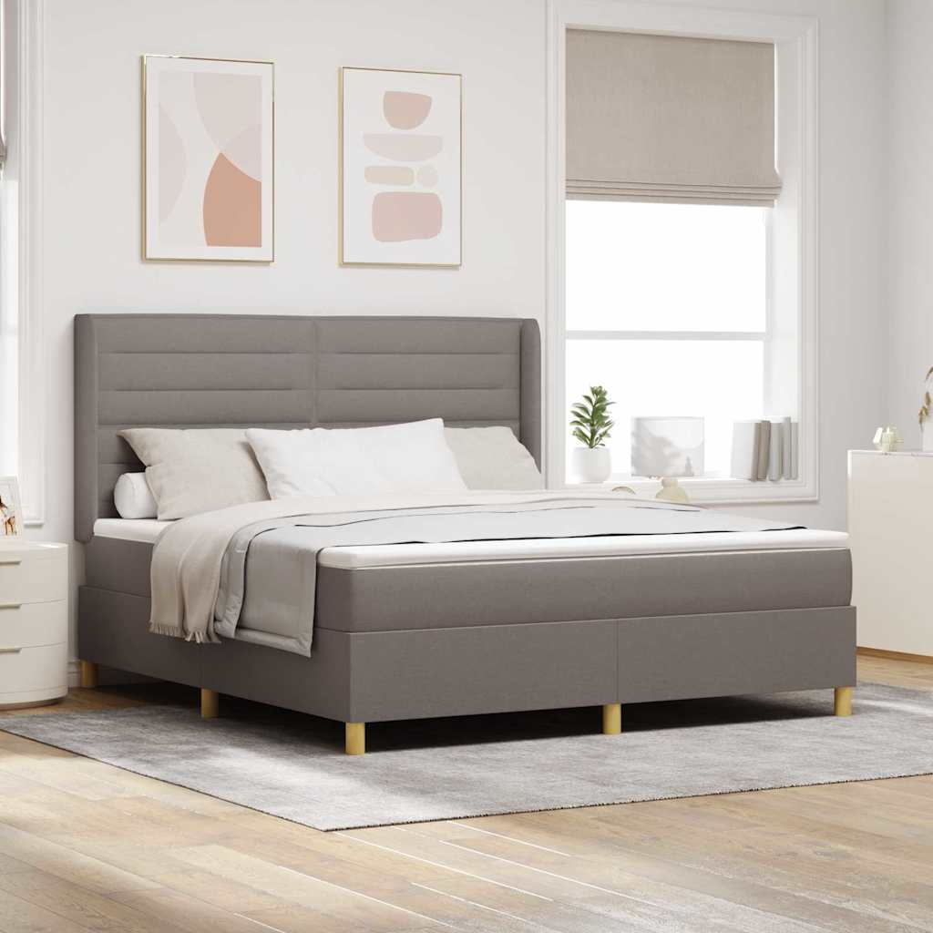 Boxspringbett Mit Matratze Stoff Taupe