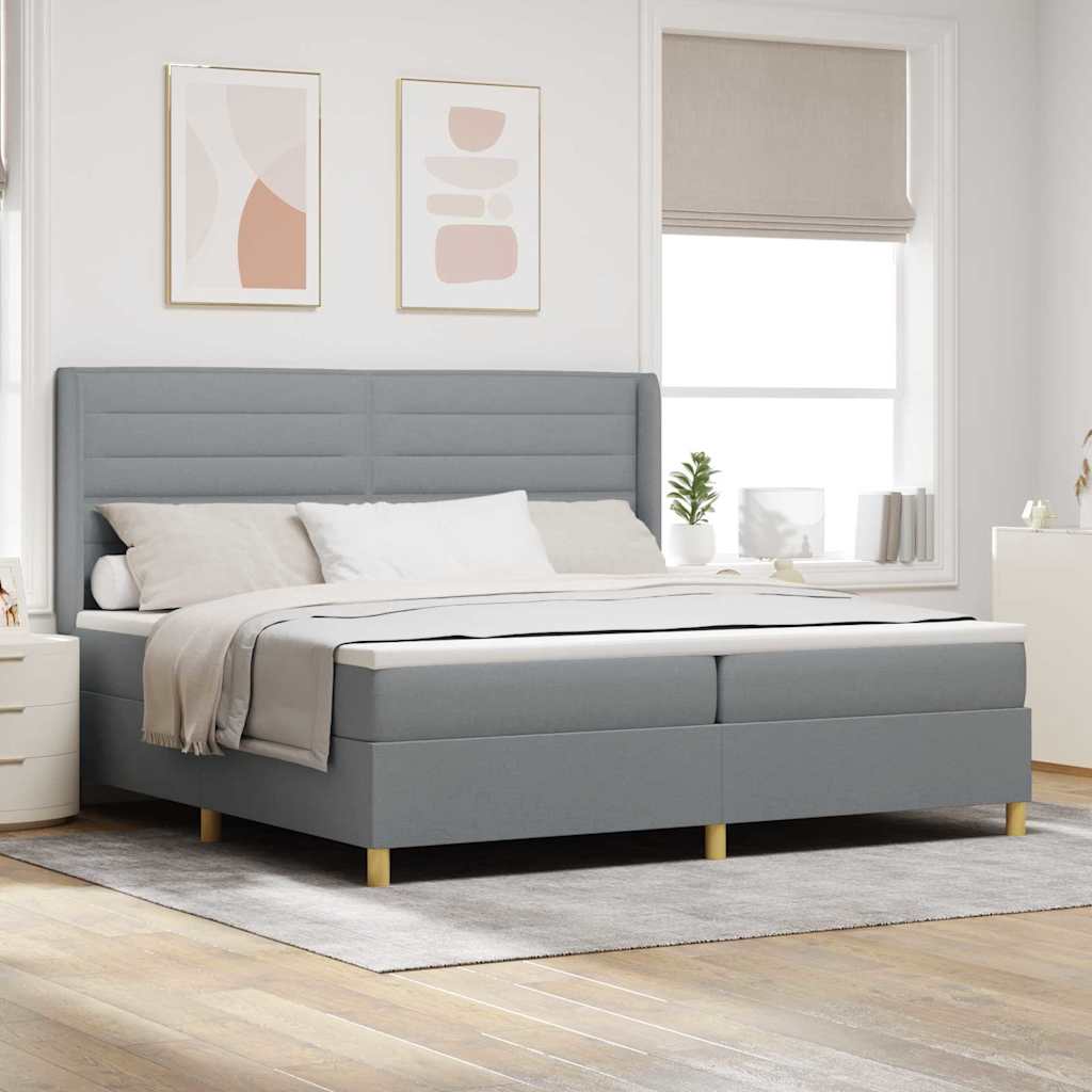 Boxspringbett Mit Matratze Stoff Hellgrau