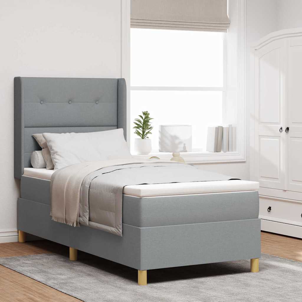 Boxspringbett Mit Matratze Stoff Hellgrau