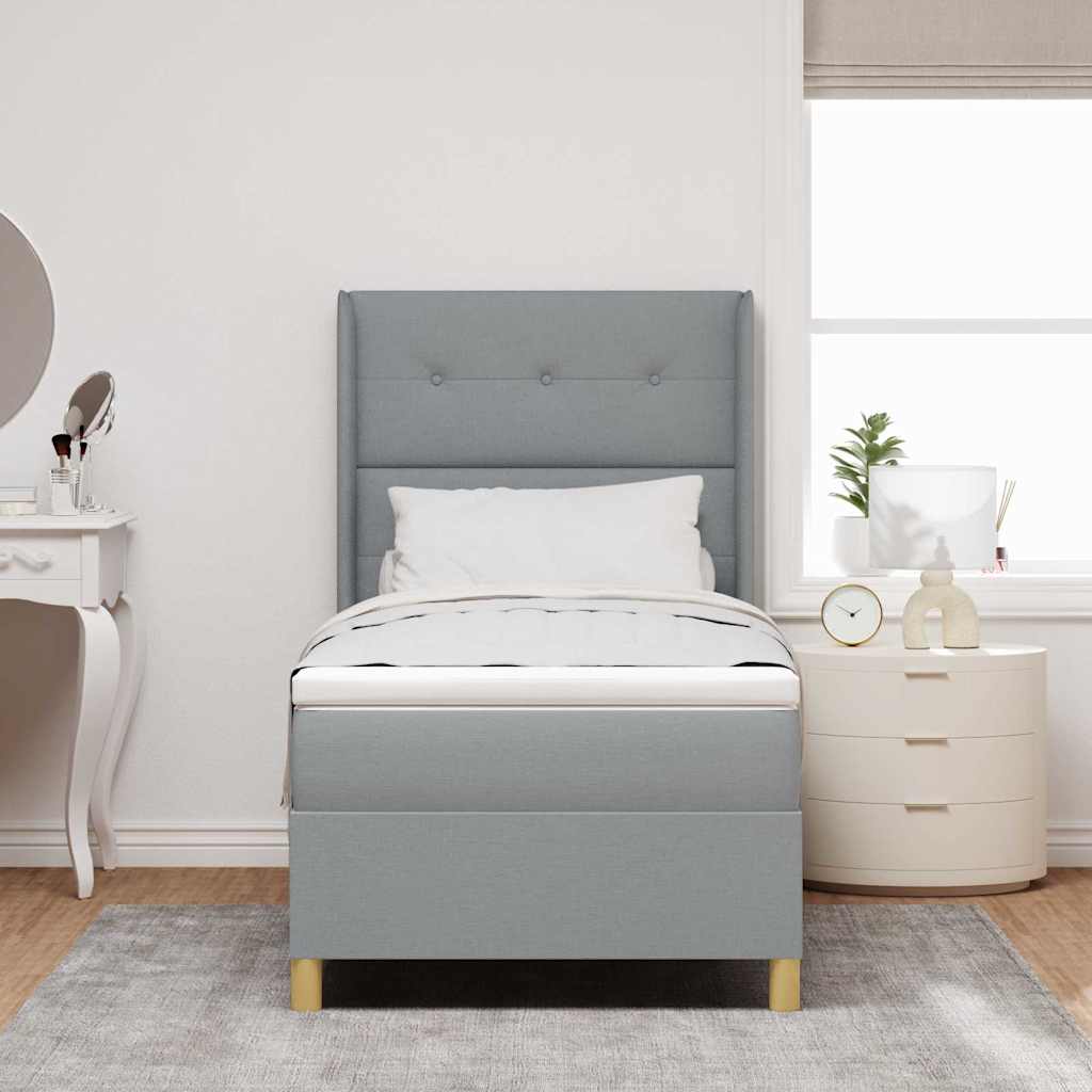 Boxspringbett Mit Matratze Stoff Hellgrau