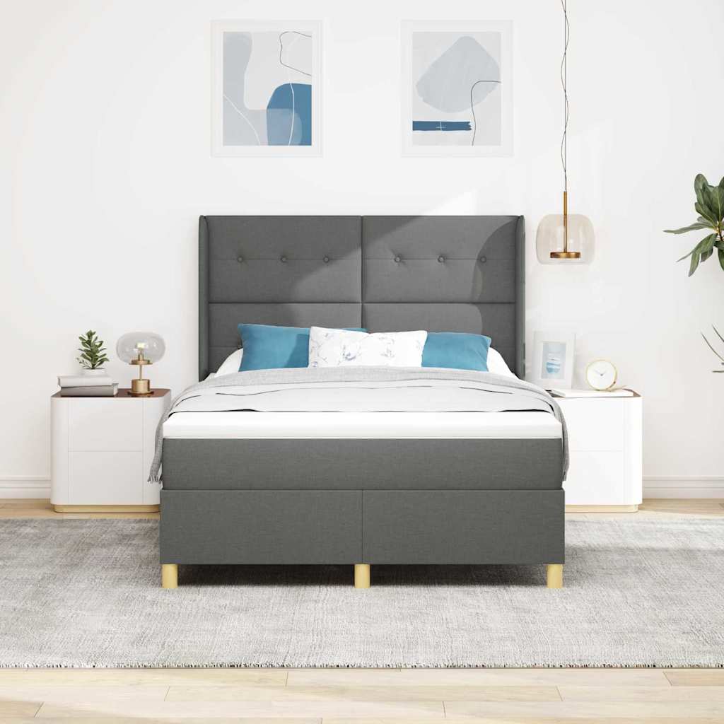 Boxspringbett Mit Matratze Stoff Dunkelgrau