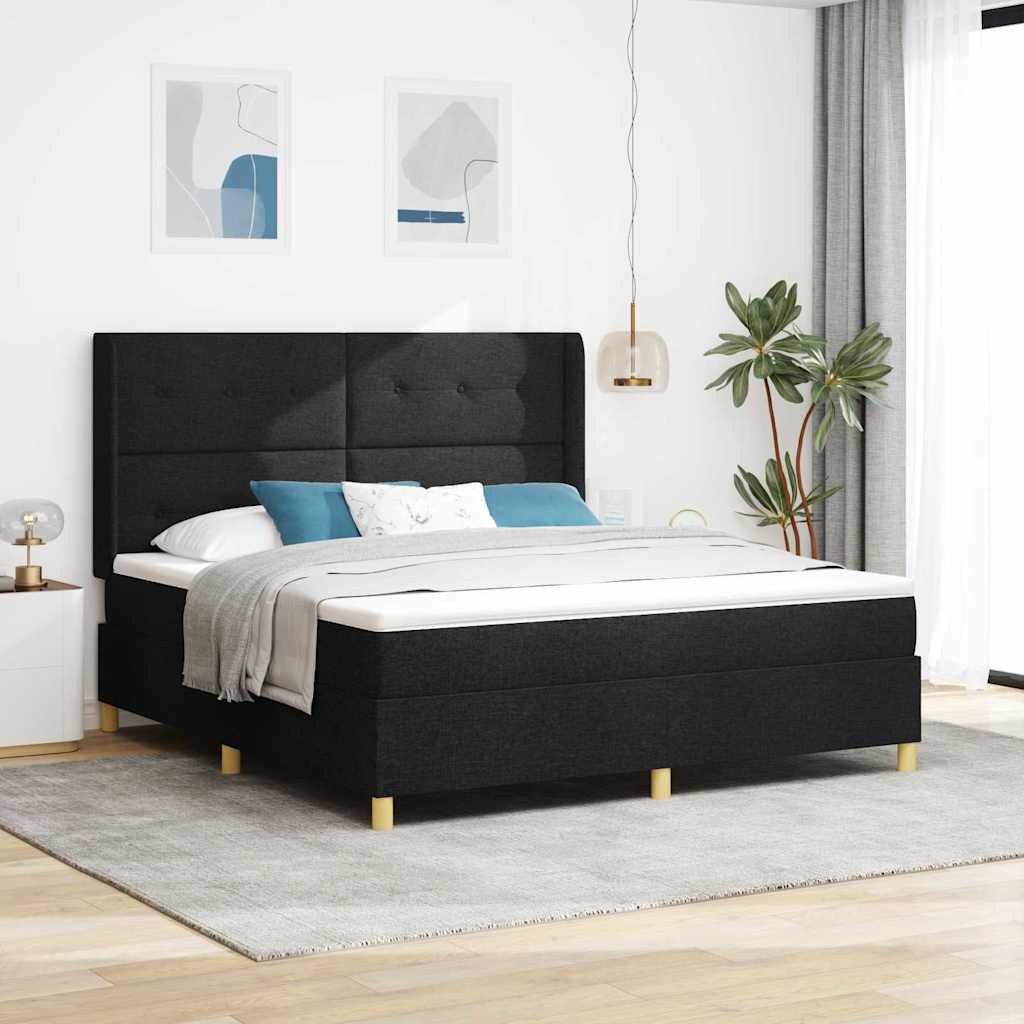Boxspringbett Mit Matratze Stoff Schwarz