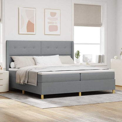 Boxspringbett Mit Matratze Stoff Hellgrau