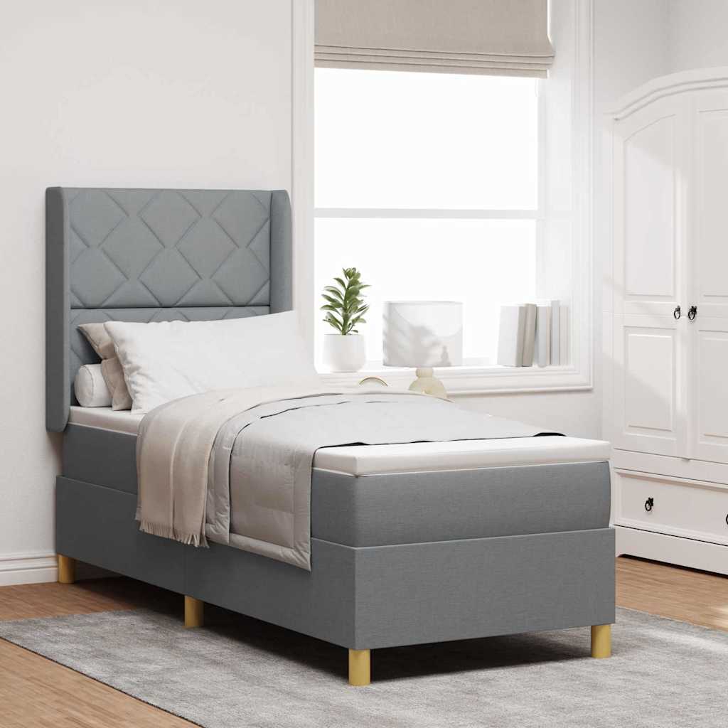 Boxspringbett Mit Matratze Stoff Hellgrau