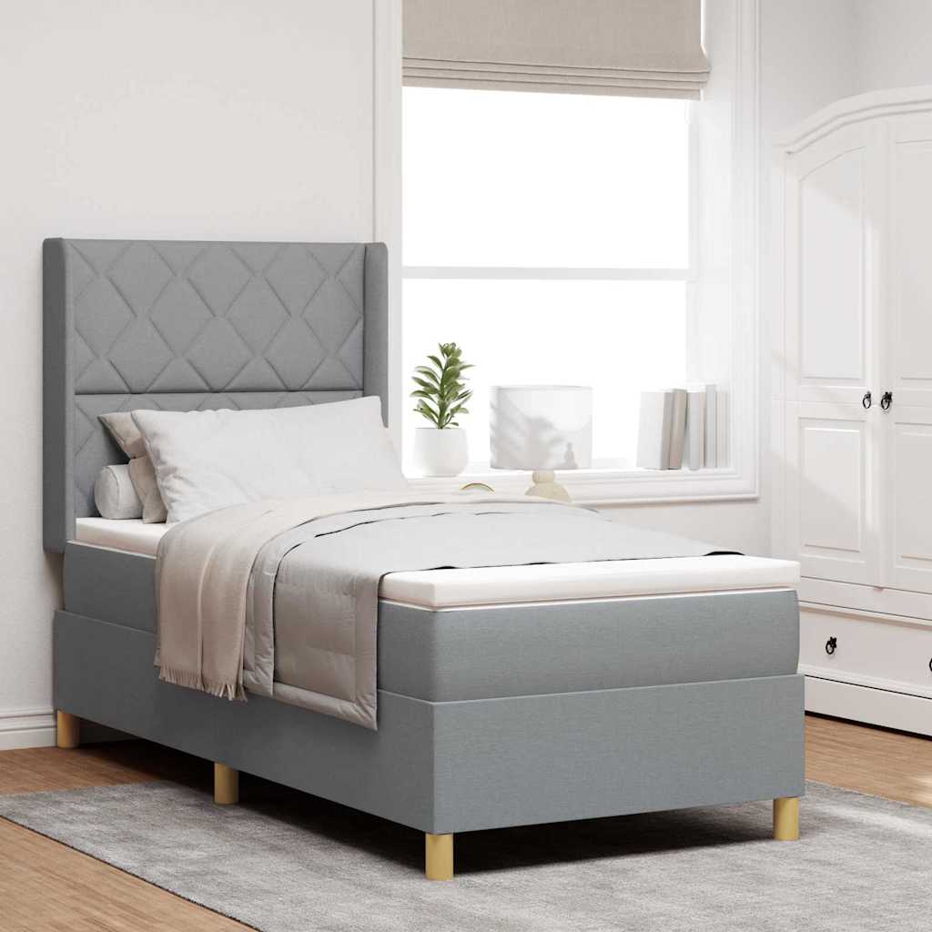 Boxspringbett Mit Matratze Stoff Hellgrau