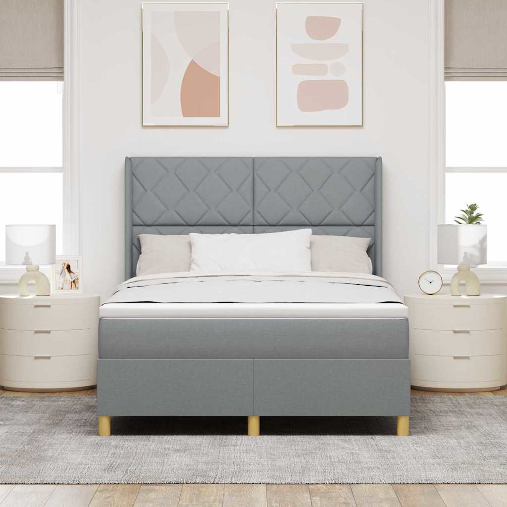 Boxspringbett Mit Matratze Stoff Hellgrau