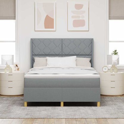Boxspringbett Mit Matratze Stoff Hellgrau